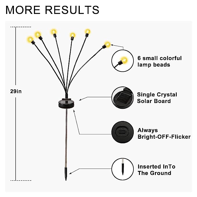 2 Pack Solar Powered Firefly Lights Waterproof, Solar Starburst Swaying Lights When Wind Blows, Solar Outdoor Decor Lights for Garden, Landscape, Pathway, Yard, Deck, Patio(Warm White) 2 Pack Solar Powered Firefly Lights Waterproof, Solar Starburst Swaying Lights When Wind Blows, Solar Outdoor Decor Lights for Garden, Landscape, Pathway, Yard, Deck, Patio(Warm White)